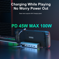 Station d'accueil à 5 ports pour Steam Deck, support de station d'accueil à vapeur Hub 5 en 1 avec HD-MI 2.0 TV 4K @ 60HZ, prise en charge de la charge rapide PD 3.0