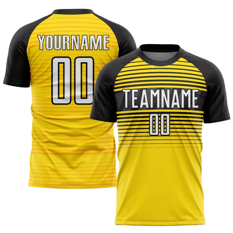 Personalizado Heat Transfer Printing Player Problema Tailândia Soccer Team Jersey Em Branco Amarelo Soccer Jersey