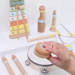 Vente en gros d'instruments de musique en bois ensemble tambourin <span class=keywords><strong>xylophone</strong></span> jouets apprentissage précoce Montessori bébé jouets musicaux pour les tout-petits - Product Image 2