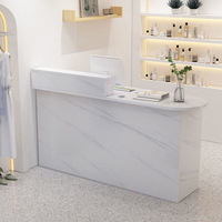 Comptoir de réception moderne pour hôtel, bureau, hôpital, supermarché, salon de manucure, en MDF, avec éclairage LED, design écologique