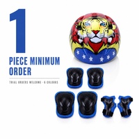 Kit de casque CE EN1078 7-en-1 moulé en interne avec lunettes, feu arrière LED, protections genoux, coudes et poignets en PC et EPS pour sports toutes saisons