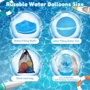 <span class=keywords><strong>Ballon</strong></span> d'eau pliable en silicone coloré d'été, style anime, impression numérique, auto-scellant, mignon, réutilisable, cadeau pour les fêtes - Product Image 4