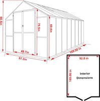 Kit Rumah Kaca Polikarbonat Aluminium Ukuran Besar 8x16 FT, Rumah Kaca Luar Ruangan yang Dapat Dibangun Sendiri