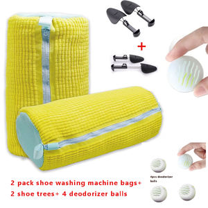 ถุงซักรองเท้าแบบซิปนำกลับมาใช้ใหม่ได้ 2 แพ็ค พร้อมที่ดันทรงรองเท้าสำหรับผู้หญิงและผู้ชาย 2 ชุด และลูกบอลดับกลิ่น 4 ชิ้น - Product Image 2