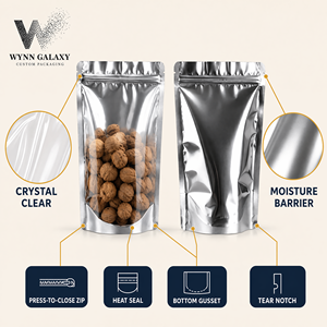 Stock US FDAYin Yang Dual-Side Stand Pouch 15x22+4cm Transparent Window Aluminum Foil Zipper Resealable Moisture Proof Gift - Product Image 4
