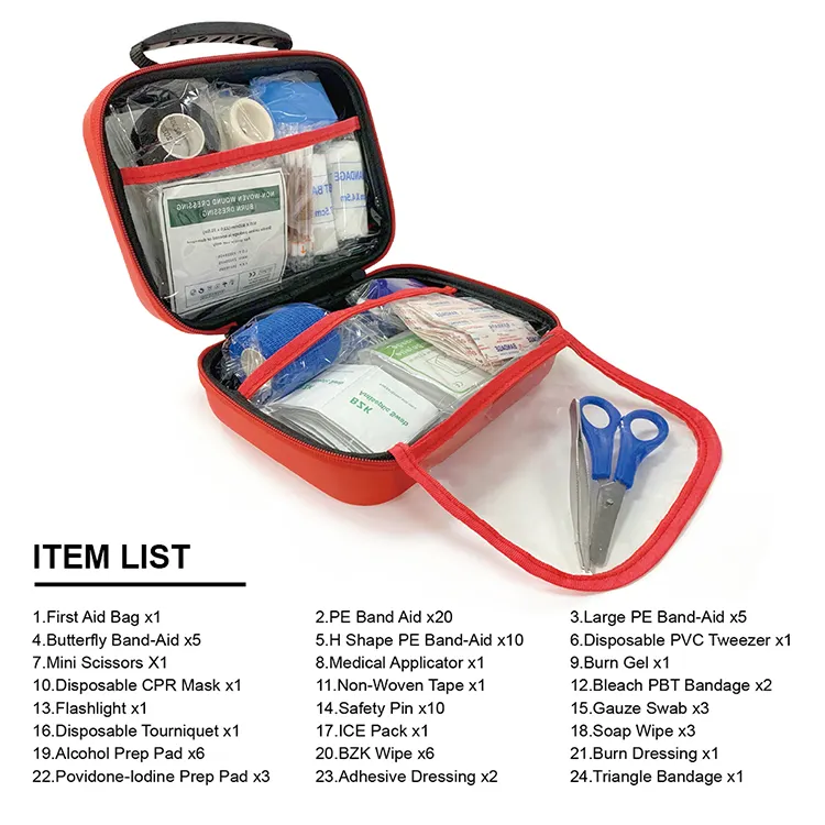 Imalatı özel kamp survival ilk yardım ürünleri ekipmanları ev tıbbi bel ilk yardım kitleri çantası kutusu su geçirmez eva