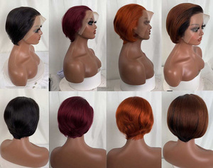 Perruques courtes 13x4 en <span class=keywords><strong>cheveux</strong></span> humains vierges indiens Remy, couleur roux orangé, lisses, pour femmes noires - Vente en gros - Product Image 5
