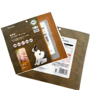 Wholesale Pet Cat Dog Treat Sachet 3 Sides Sealing Flat Pouch Bag Sealing Food Grade Plastic with Transparent Window PE Accept