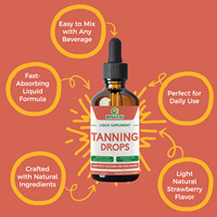 Gotas Bronceadoras para Adultos de Marca Privada, Fórmula DHA, Astaxantina, Licopeno, Vitaminas, Antioxidantes, Suaves para Piel Sensible, Bronceado sin Sol, Oral