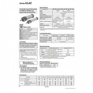 SMC Pneumatics Fine Lock Cylindre CLA2G80-200-E Pièces Pneumatiques - Product Image 1