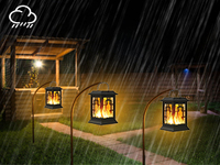 OVO-049 Solar-Flammenlaterne in Bernsteinfarbe, 2 Modi, Flacker- und Dauerlicht, IP65 Wasserdicht, mit oder ohne Stange für Garten- und Terrassendekoration