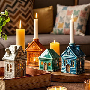 Support de bougie en céramique OEM, bougeoir en grès, petit pot à bougie décoratif de Noël, conteneur pour cadeau promotionnel, fabricant - Product Image 2