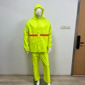 Bright yellow color Factory Safety Reflective Raincoat motorbikes rider rain wear clothing