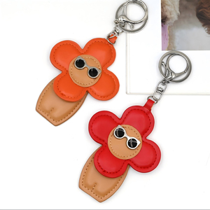 QYS Cute PU Leather Flower Keychain Colorful Floral Bag <b>Charm</b> Fashion Key Ring Handbag Decoration Gift - Product Image 2