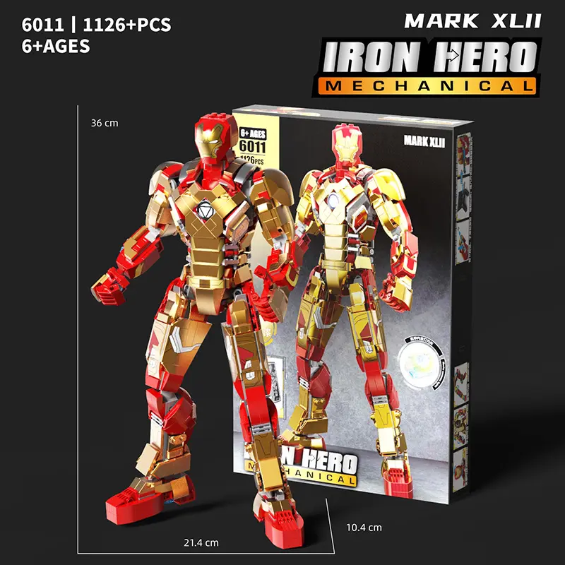 Model armor seri superhero kualitas tinggi dengan mainan blok perakitan anak-anak partikel kecil berlian Grup cahaya untuk anak laki-laki
