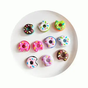 100PC 23*24MM 수지 도넛 장난감 모듬 디저트 도넛 플랫백 카보 숑 장식 보석 만들기 DIY 용품