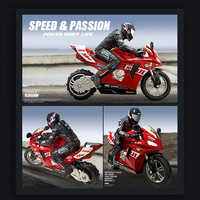 Moto télécommandée électrique 1:6 avec système d'équilibrage automatique à six axes, rotation à 360 degrés, vitesse de 20 km/h