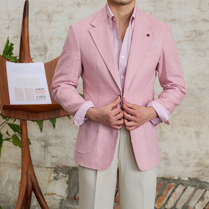 <span class=keywords><strong>Blazer</strong></span> Classico da <span class=keywords><strong>Uomo</strong></span> in Lino 100% per l'Estate, Giacca Casual Leggera Sfoderata Traspirante a Due <span class=keywords><strong>Bottoni</strong></span> Monopetto - Product Image 6