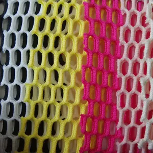 100D polyester tricot big eye hole knitting diamond strong net mesh fabric for baby playpen and bags pocket
