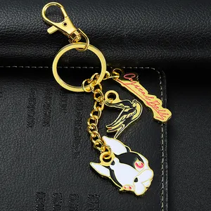 Custom Metal Logo Luxury Animal Designer Gold Mini Dog Pug Keychain