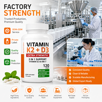 Capsules naturelles à base de plantes de vitamine D3-K2 5000 UI - Complément pour adultes pour renforcer l'immunité - 120 gélules - 200g - Durée de conservation de 24 mois