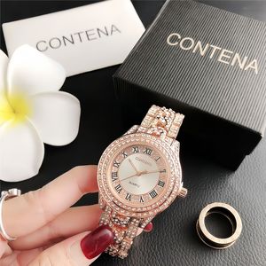 นาฬิกาควอตซ์ผู้หญิง ดีไซน์ใหม่ ผลิตตามสั่งจากโรงงาน หรูหรา ตัวเรือนโลหะผสมสแตนเลส ประดับคริสตัล แบรนด์ดีไซเนอร์ - Product Image 3