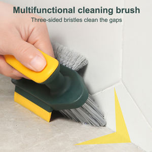 Brosse de nettoyage rotative en gros avec manche long, raclette et balai à poils rigides pour le nettoyage des fentes de salle de bain et de cuisine - Product Image 4