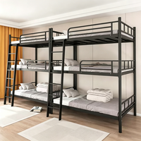 Lit superposé en acier à trois niveaux pour dortoir scolaire, design moderne, chambre et hôtel, lits doubles réglables et pliables, montage facile