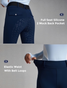 <span class=keywords><strong>Pantaloni</strong></span> da Equitazione Beisite da Donna a Vita Alta in Pile con Seduta Intera, <span class=keywords><strong>Pantaloni</strong></span> Invernali con Tasche in Poliestere e Spandex - Product Image 4