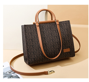 2024 Mode Pu Lederen Grote Capaciteit Vrouwen Draagtas Schouder Alligator Dames Handtassen Polyester Enkele Rits Bruine Letter Hd056 - Product Image 3