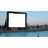 Écran de projection gonflable Ceyu avec panneau d'écran blanc, système de fixation par cordes élastiques et cordes de maintien pour soirées cinéma en plein air