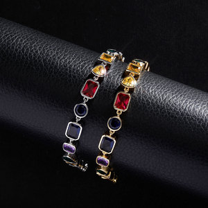 <span class=keywords><strong>Bracelet</strong></span> en zircone cubique serti de diamants arc-en-ciel, <span class=keywords><strong>bracelet</strong></span> tennis à maillons, plaqué or 18 carats, <span class=keywords><strong>bracelet</strong></span> multi-pierres pour femmes - Product Image 3
