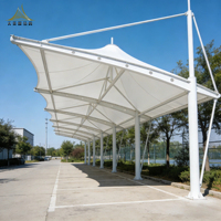 Abri de voiture en métal à structure en porte-à-faux avec membrane PVDF imperméable au design moderne pour le stationnement des voitures