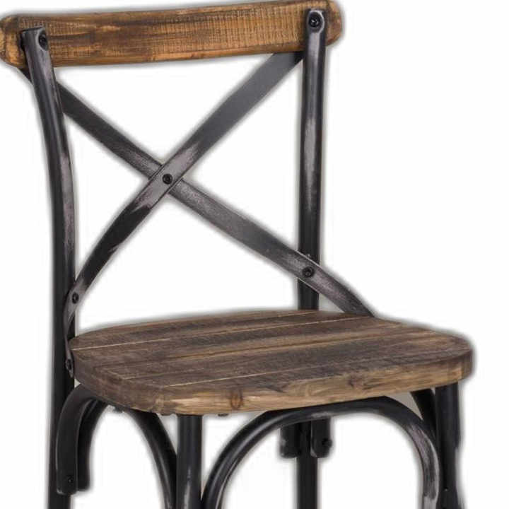 HMS 22\" Modern Antiqued Iron Bar Chair Brown Black Steel for Home Bar Kitchen Outdoor Hotel Dining Living Room School Workshop