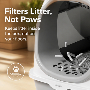 Poland Stock All-in-One <b>Cat</b> <b>Litter</b> Box with Food Bowl & Scoop 180° Full Flip Lid EU Dropshipping 51cm - Product Image 5