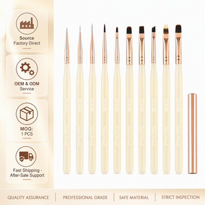 Pinceau à ongles plat avec manche en acrylique, poils en nylon durables, outil de mélange de gel pour salon professionnel et manucure DIY - Product Image 1