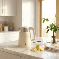 Bouilloire Électrique en Acier Inoxydable 1,8 L 1500 W avec Arrêt Automatique, Protection Anti-Ébullition à Sec et Base Rotative à 360° pour Usage Domestique et Hôtelier
