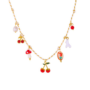 Themed Pendants Necklace Zinc Alloy Cherry Mushroom Flower Charms Gift Jewelry - Product Image 5