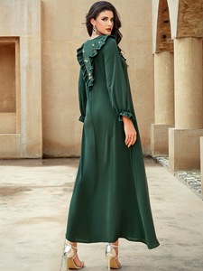 Vestido de noche de lujo para mujer, mangas acampanadas, <span class=keywords><strong>lentejuelas</strong></span> con cuentas, vestido largo modesto, informal, bordado, cintura suelta para mujeres árabes - Product Image 5