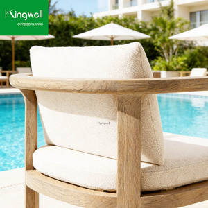 Sillas de Comedor Apilables de Madera de Teca con Cuerda, Modernas e Impermeables, para Uso en Exteriores, Patio, <span class=keywords><strong>Bistro</strong></span>, Cafetería, Hotel, Jardín y Restaurante - Product Image 2