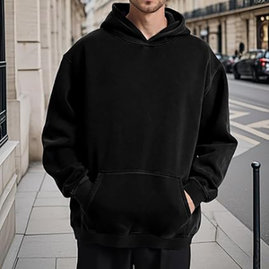 <span class=keywords><strong>Felpa</strong></span> con <span class=keywords><strong>Cappuccio</strong></span> Oversize Vintage Lavata <span class=keywords><strong>Nera</strong></span> da Uomo in Cotone French Terry Pesante, Pullover Casual con <span class=keywords><strong>Cappuccio</strong></span> per Uomo - Product Image 4