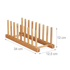 Égouttoir à vaisselle en bambou naturel, support en bois pour assiettes, pour armoire de <span class=keywords><strong>cuisine</strong></span>, 8 fentes, séchoir à tasses et couvercles de casseroles, organisateur, présentoir - Product Image 6