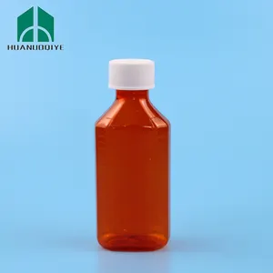 Botol Amber Obat Batuk 4 Oz, untuk Obat Cair dengan Tutup CRC