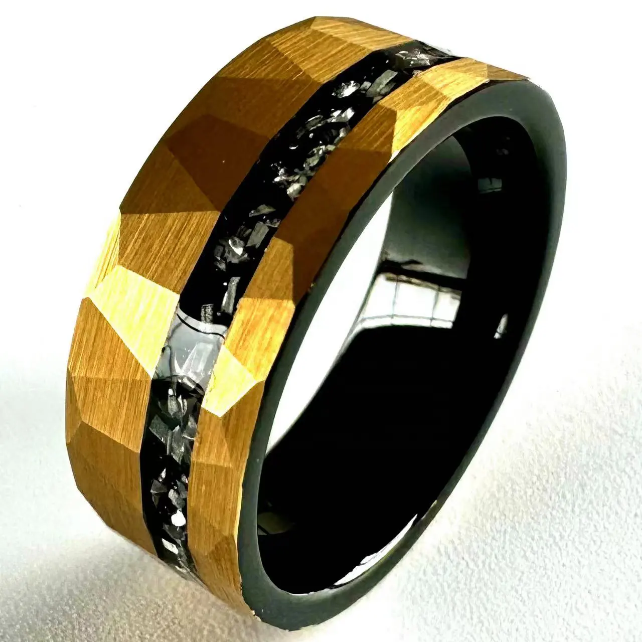 Opal Black Gold mịn đánh bóng Vòng Thời trang và thiết kế độc đáo men's Ring