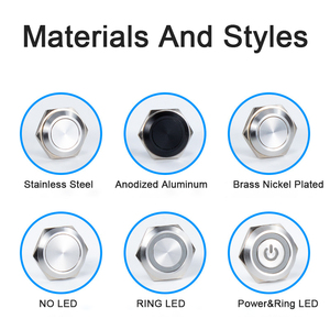 16mm Impermeável Botão de Metal Interruptor Curto Curso 3V 12V Ultra-fino 19MM <span class=keywords><strong>LED</strong></span> Momentary RGB RG Iluminado Preto Botão - Product Image 5
