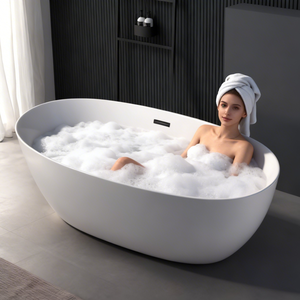 Nouvelle conception moderne de baignoire autoportante blanche en acrylique <span class=keywords><strong>avec</strong></span> chauffage à température constante pour salle de <span class=keywords><strong>bain</strong></span> et villa - Product Image 2
