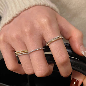 Minimalist 18K Gold Plated Stainless Steel <b>Ring</b> Dainty Half <b>CZ</b> Inlay Eternity Cubic Simple Fashion <b>Ring</b> for Women - Product Image 5