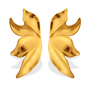 Geometric <b>Stud</b> <b>Earrings</b> Gold Zinc Alloy Irregular Fan Shape Minimalist Design For Everyday Wear - Product Image 5