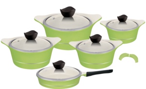 Ensemble de 10 ustensiles de cuisine en aluminium moulé sous pression, revêtement céramique antiadhésif sans PFOA, compatible induction, écologique, personnalisable en gros (OEM) - Product Image 3
