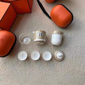 Juego de Tazas y Platos de Té Árabes de Cerámica Dorada, Portátiles y de Lujo, Tazas de Café de Porcelana, en Caja - Product Image 3